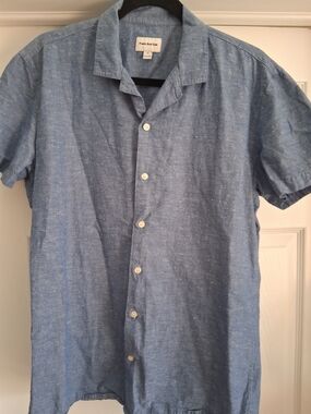 Frank And Oak Blue Short-Sleeve Button-Up Shirt M